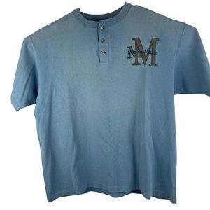 Vintage Mickey Mouse Disney Designs Men's Large/XL Henley Short Sleeve T-Shirt